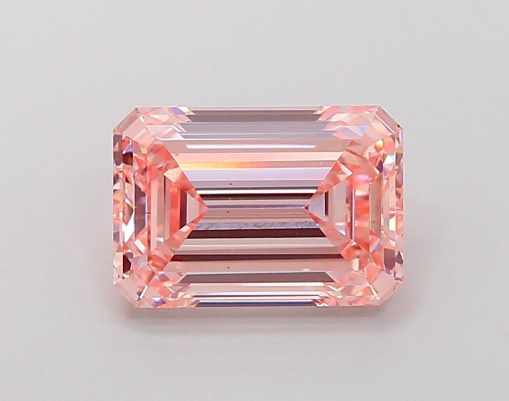 Pink Emerald Cut Lab Created Diamond IGI Certified