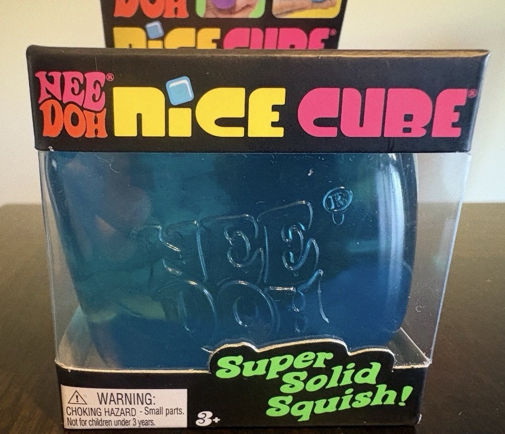 Nee Doh Nice Cube - Super Solid Squish! (Blue) - Brand New/Factory Sealed
