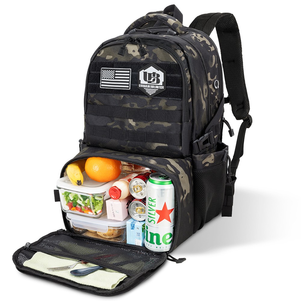 Tactical Backpack 40L with 6L Insulated Lunch Box Compartment, Durable for Work