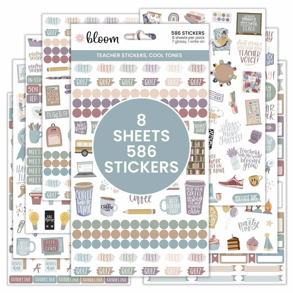 Planner Stickers | Teacher Pack | Cool Tones
