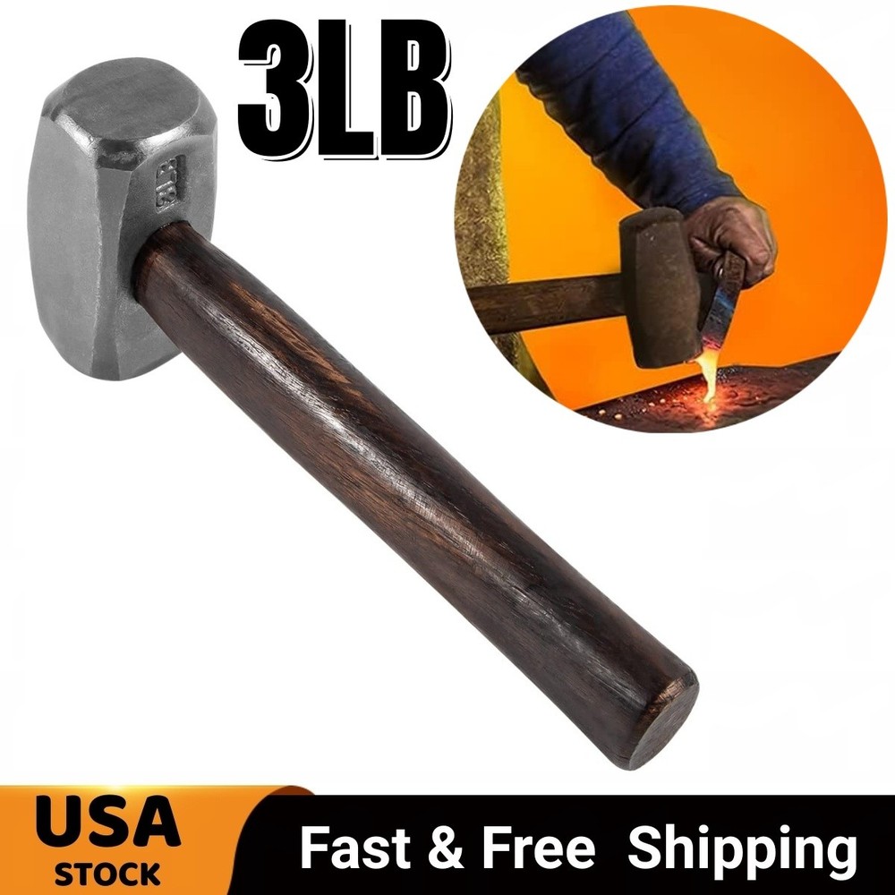 Blacksmith 3LB Handmade Forge Hammer for Farrier, Knife Maker, Blacksmith Forgin