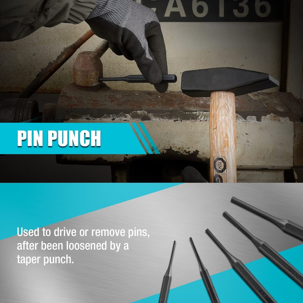 DURATECH 18 Piece Punch/Chisel/Alignment Tool Set, Including Pin, 18-Piece