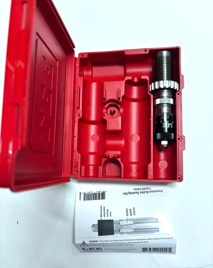 Lee 92240 7.5x55 Swiss Micrometer Precision Bullet Seating Die With 4 Die Case