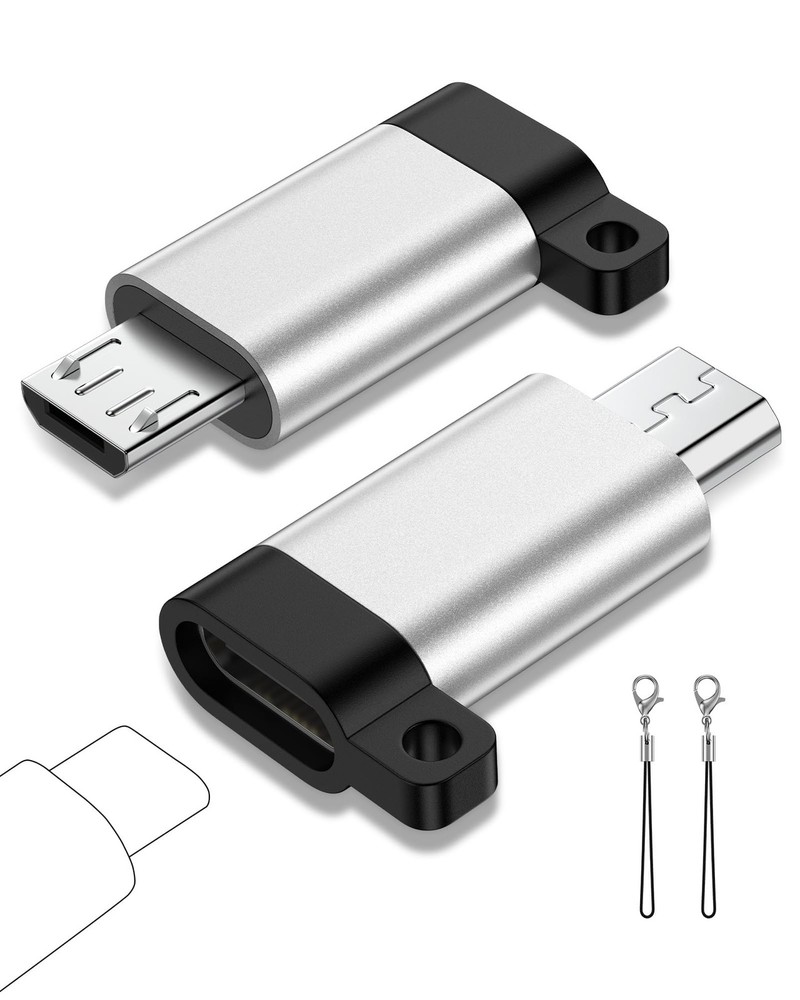 Micro USB to C Adapter, 2-Pack 2 Pack C Silver