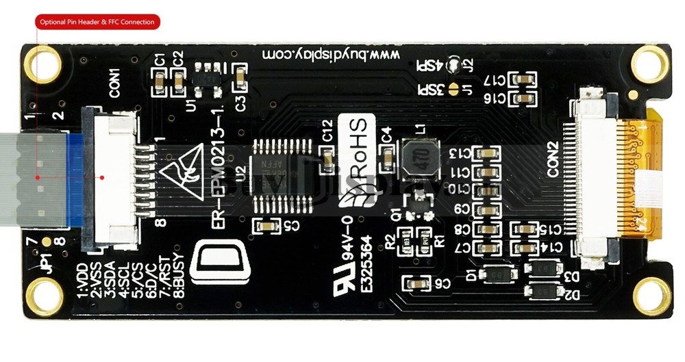 Black 2.13 inch e-Paper Display Module for Arduino,Raspberry Pi