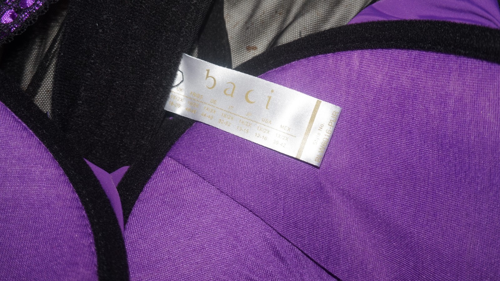 Baci Purple Black Lace Bustier Corset Sz 1X Detachable Straps Underwire