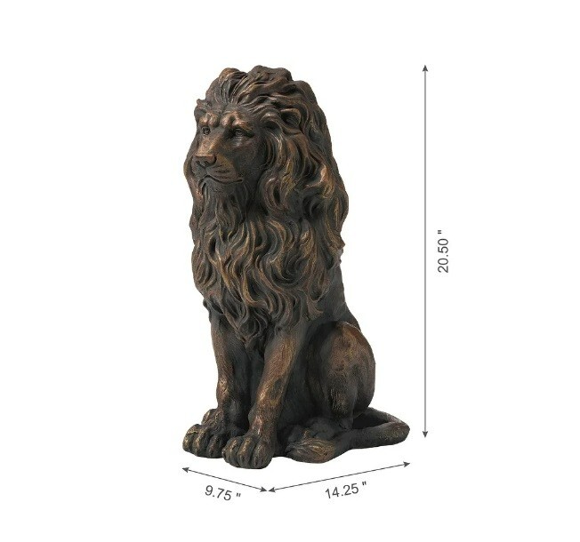 Guardian Lion 2 Set Garden Sculpture Yard Statue Bronze MgO Door Figurine Patio