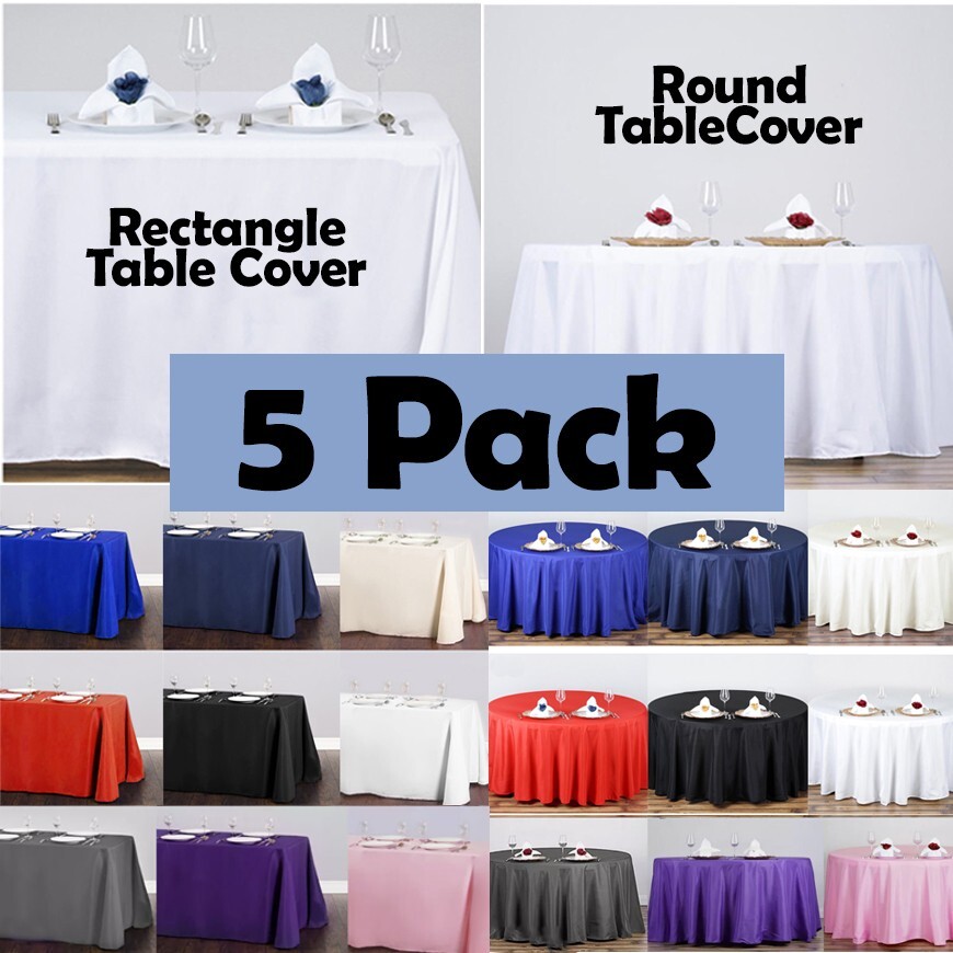 5 pack Tablecloth Table Cover Polyester Tablecloth, Choose Your size and Color