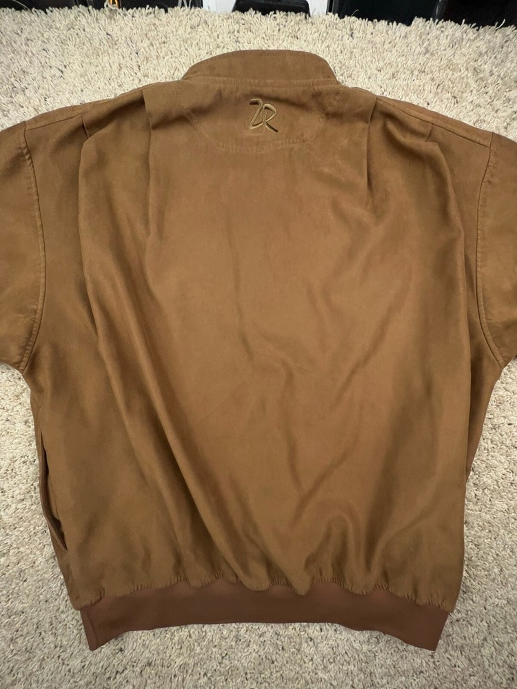 Zero Restriction Brown Microsuede Mens Golf Jacket Valhalla Golf Large 1/4 Snap