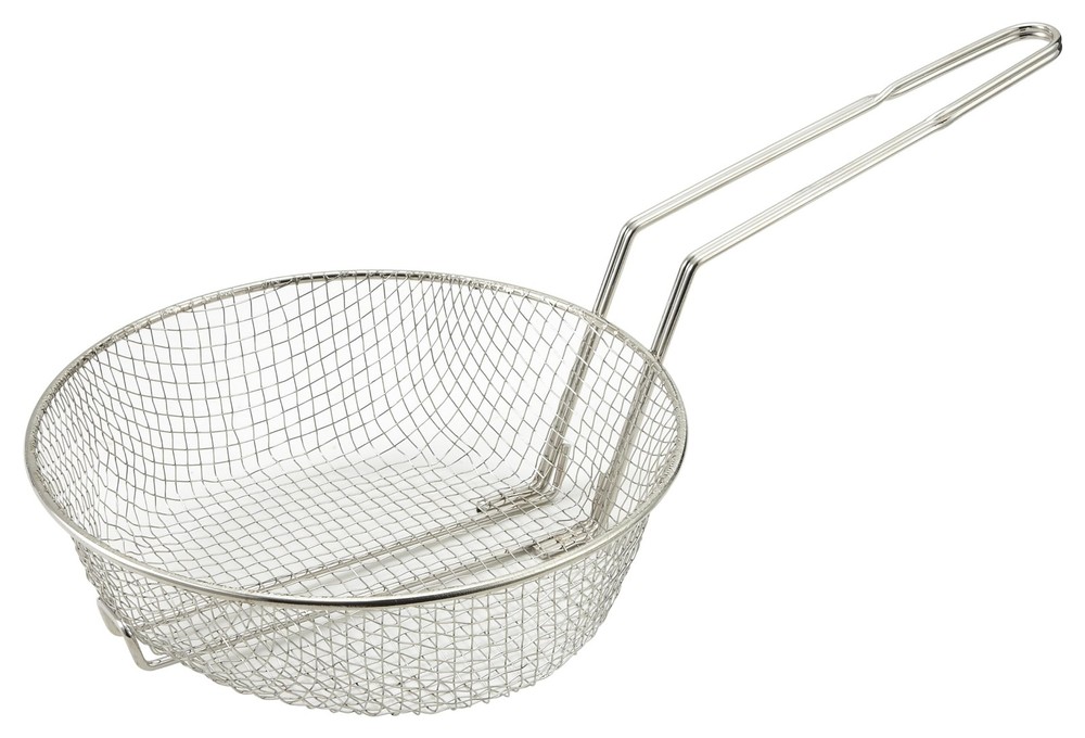 Culinary Basket 8 Inch Diameter Medium Mesh Nickel Deep Fryer Strainer Tool