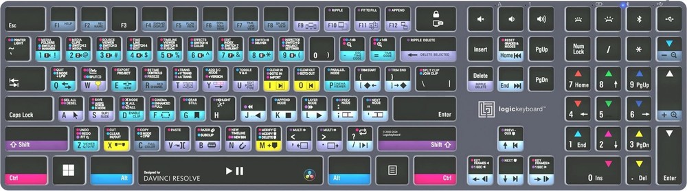 LogicKeyboard Titan Wireless Backlit Keyboard for DaVinci Resolve - Windows