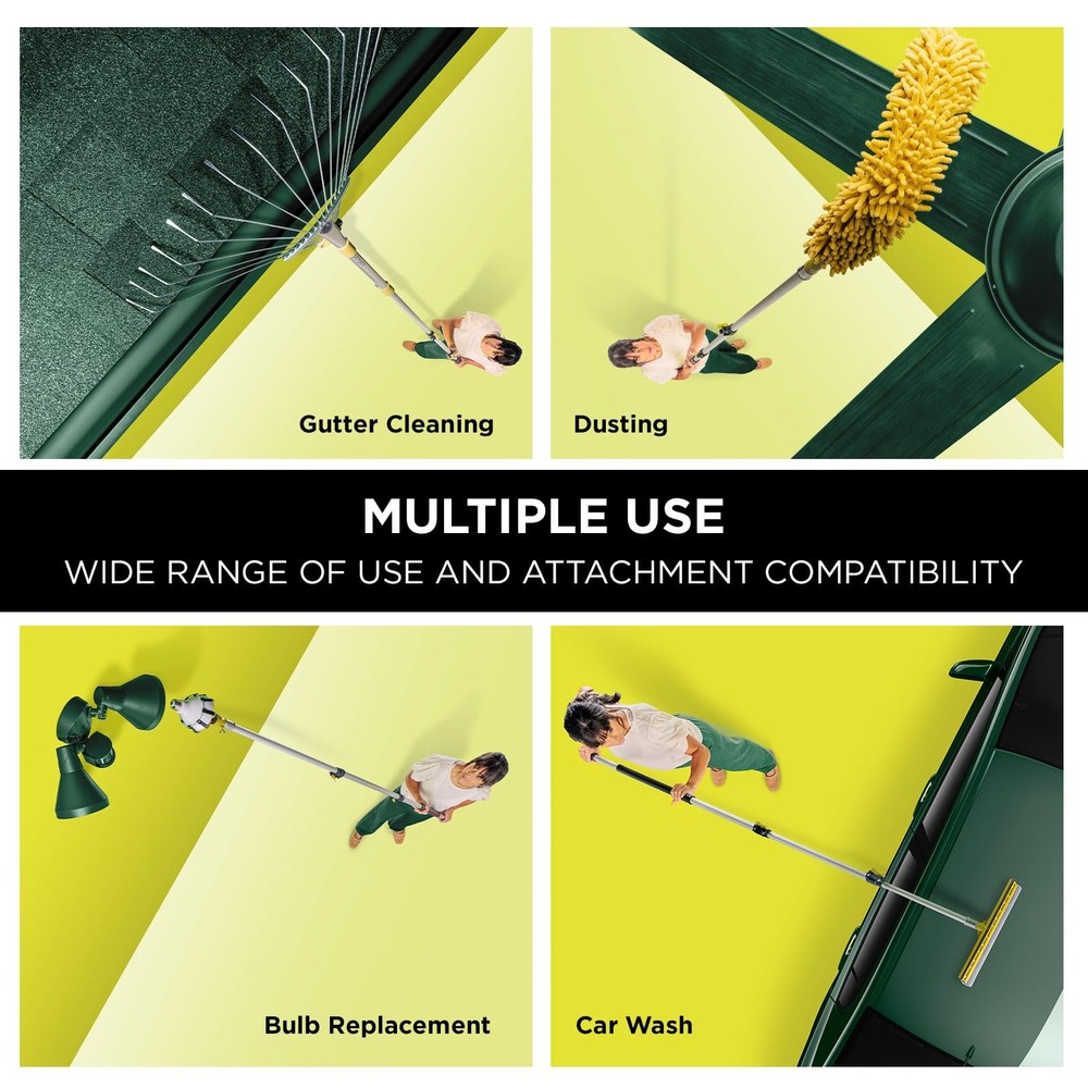 12 Ft Telescoping Extension Pole Squeegee Multi Angle Cleaning Tool Handle