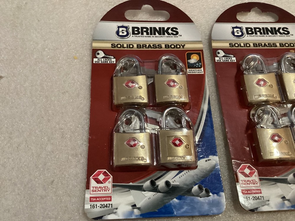 BRINKS TRAVEL LOCKS 2 PACKS 8 LOCKS NEW SOLID BRASS BODY