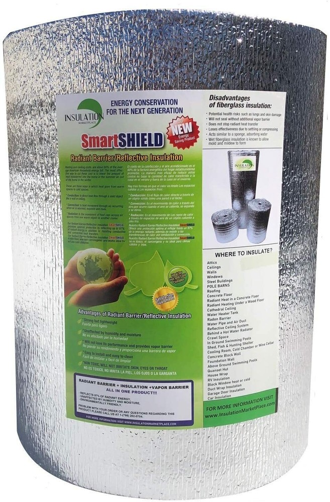SmartSHIELD -5mm 48"X50ft Reflective Insulation Roll, Foam Core Radiant Barrier
