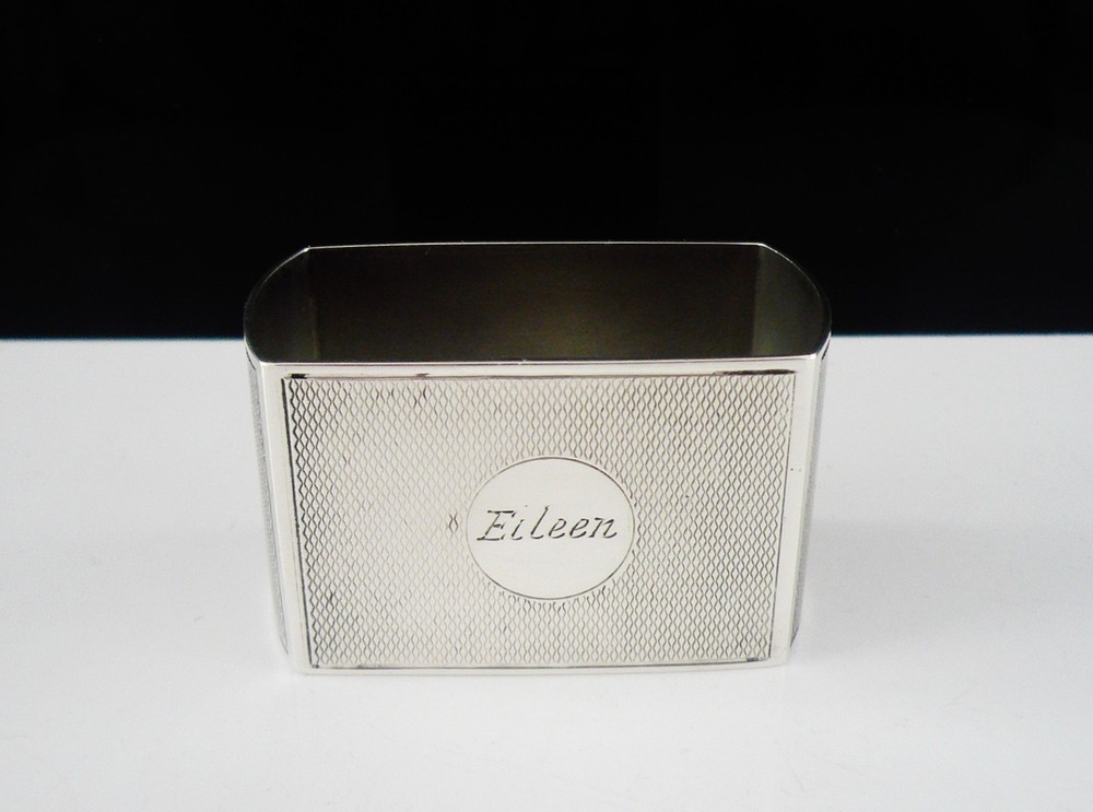 Sterling Silver Napkin Ring, EILEEN, Hallmarked Birmingham 1937
