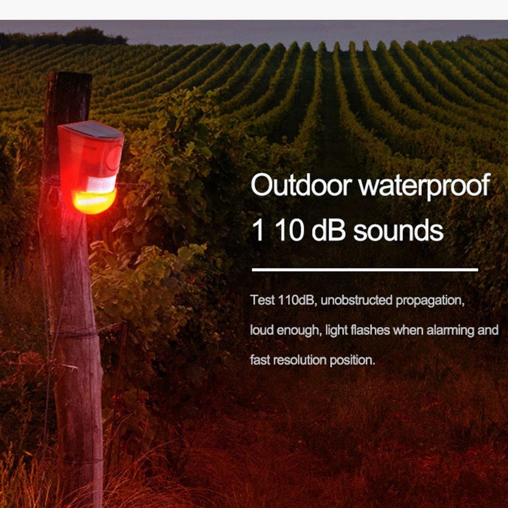 Solar Security Light Alarm,2Pack IP65 Waterproof PIR LED Motion Sensor Flashi...