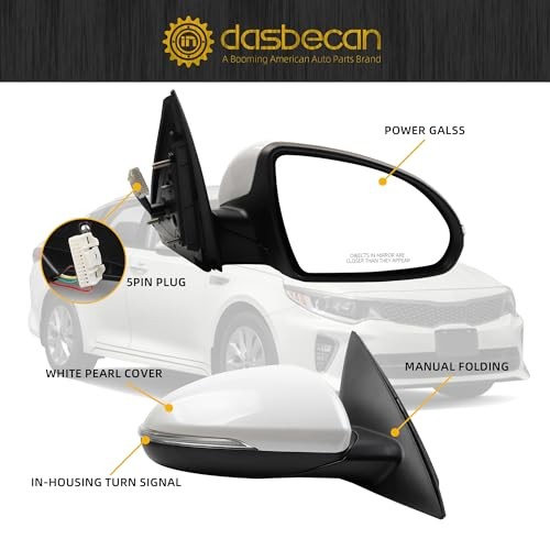 Driver Side Mirror Compatible With 2016 2017 2018 Kia Optima Left White