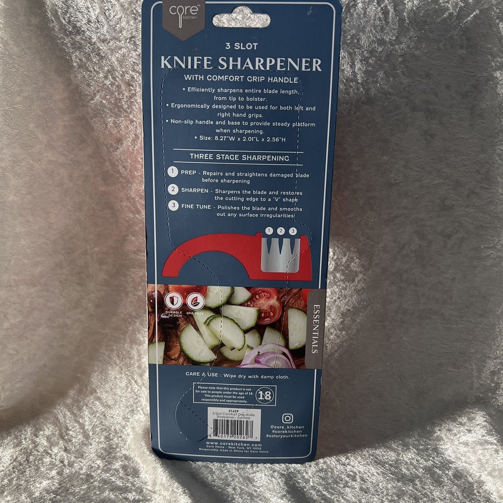 🆕 Core Kitchen Stay Sharp Comfort Grip Knife Sharpener Red