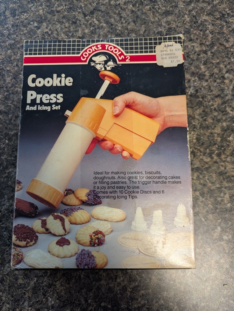 Vintage Cookie Press And Icing Set/ White,Orange, Cookie Gun, John Wanamaker