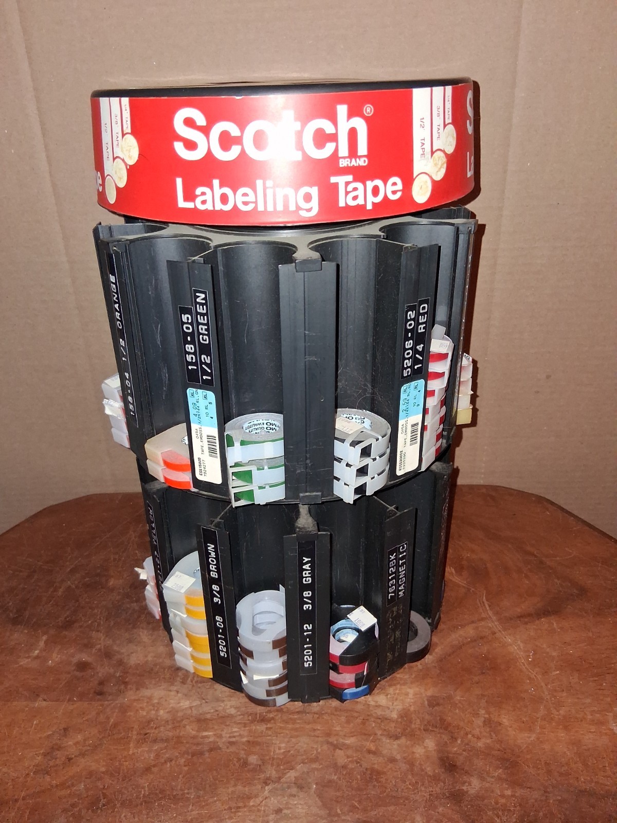 Vintage Lot of Scotch Dymo Label Maker Tape Rolls Store Display Dispenser Sign