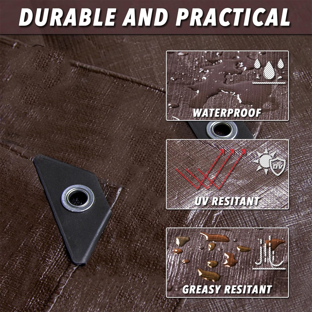Heavy Duty Tarp 5/10/16/18/20 Mil Waterproof Tarpaulin Cover w/ Grommets