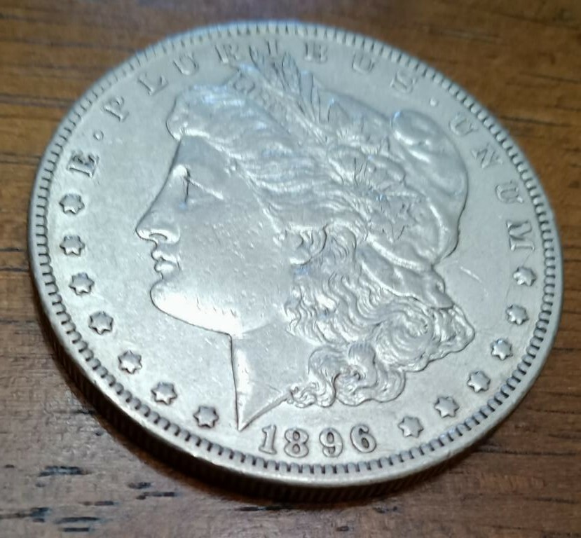1896-O Morgan dollar, EF + , Reverse semi-prooflike