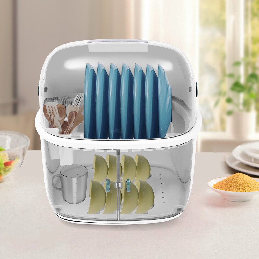 2 Tier Plastic Drying Rack for Kitchen, Dish Drying Rack 2-tier Dish Drying Rack