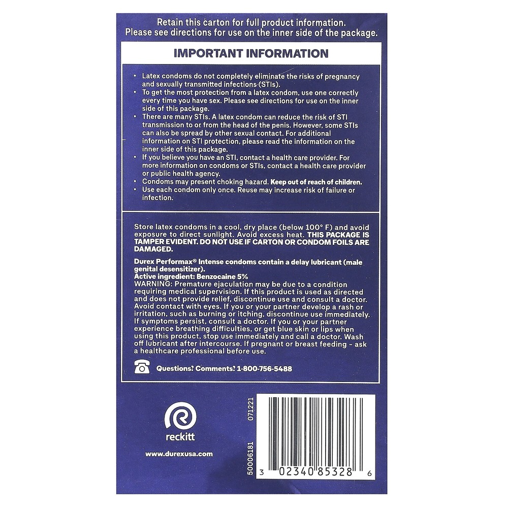 Performax Intense, Regular Fit, 12 Latex Condoms