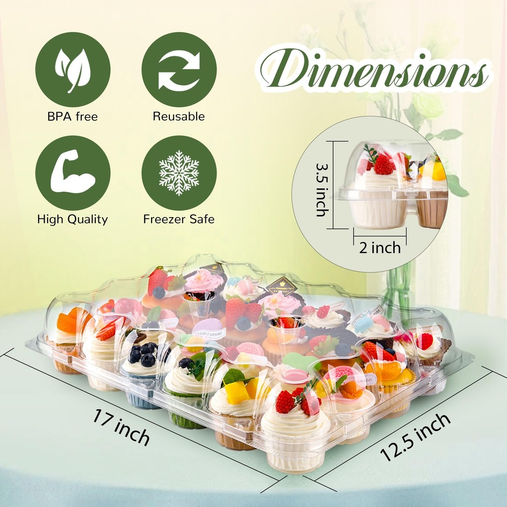 24 Count Cupcake Containers 10 Pack Cupcake Holders Plastic Stackable Cupcake Bo