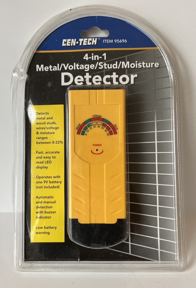 Cen-Tech 4-in-1 Multi Function Detector Detects Moisture Studs Voltage Metal NIB