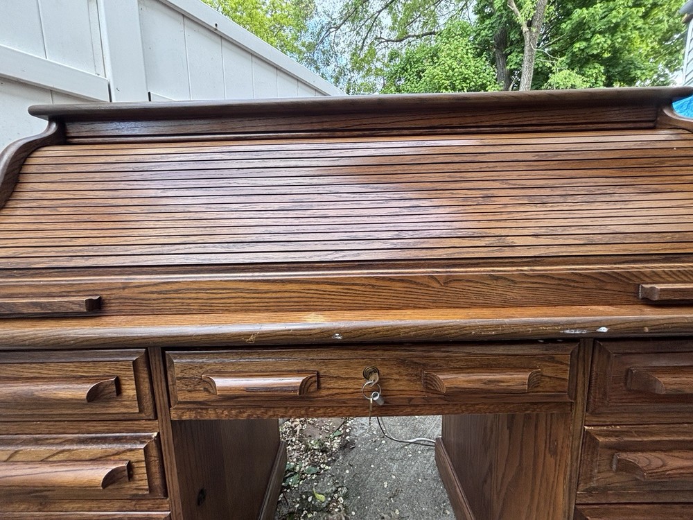 Arts & Crafts Solid Oak Roll Top Desk