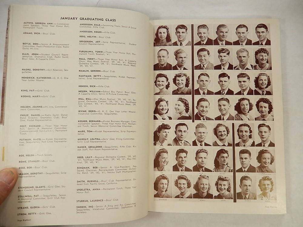 Yearbook, Everett High School, Everett Washington, 1942, Nesika