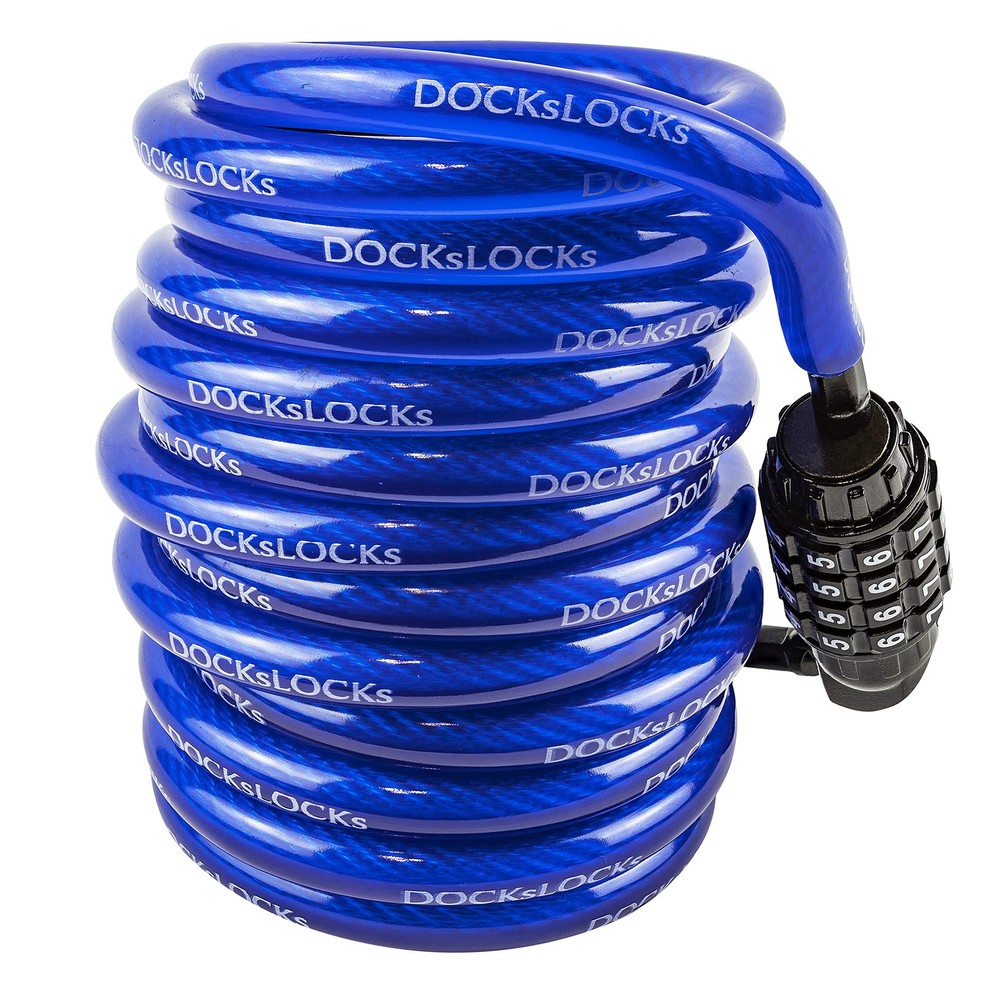 DocksLocks Weatherproof Coiled Security Cable Lock (5ft to 25ft 10ft, Black