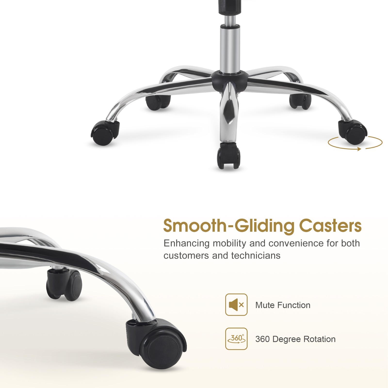 Adjustable Home Office Chairs,Salon Nail Chair for Nail Tech with Thick Backrest