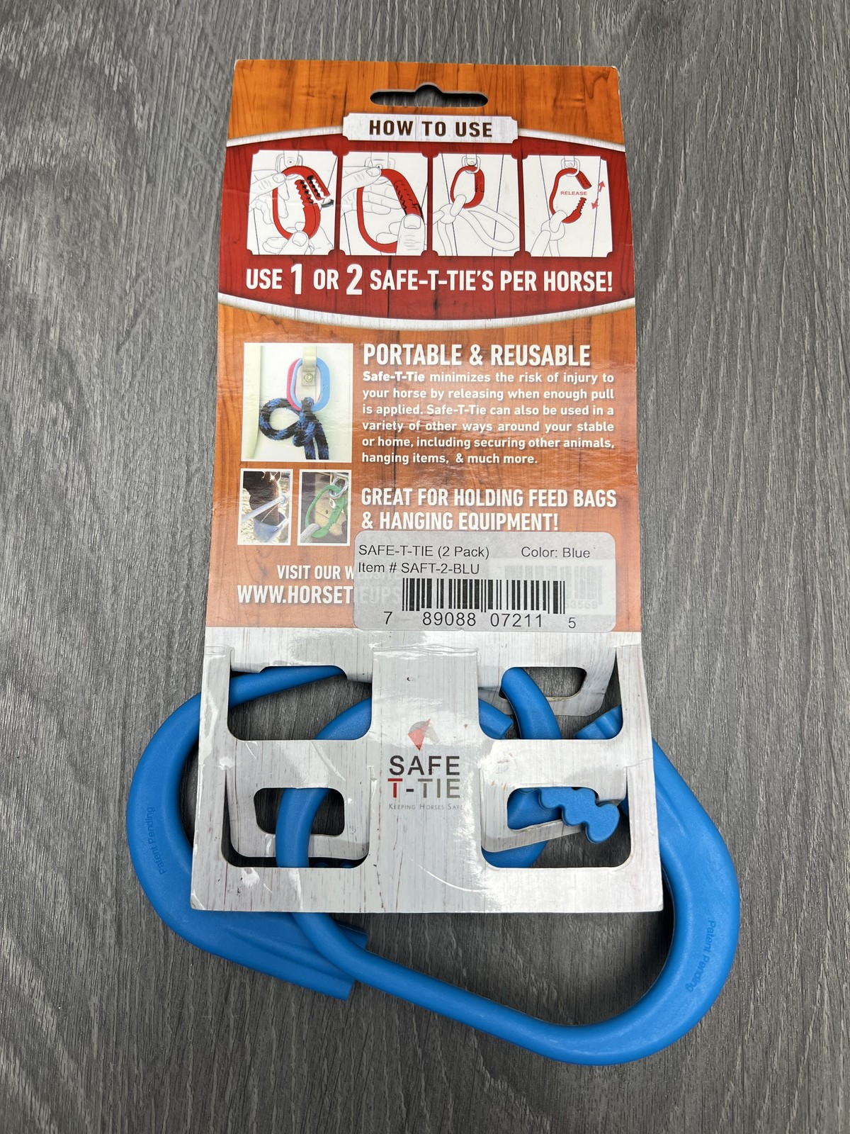 Safe-T-Tie Horse Safety Release Tie - Blue 2 Pack - Portable & Reusable