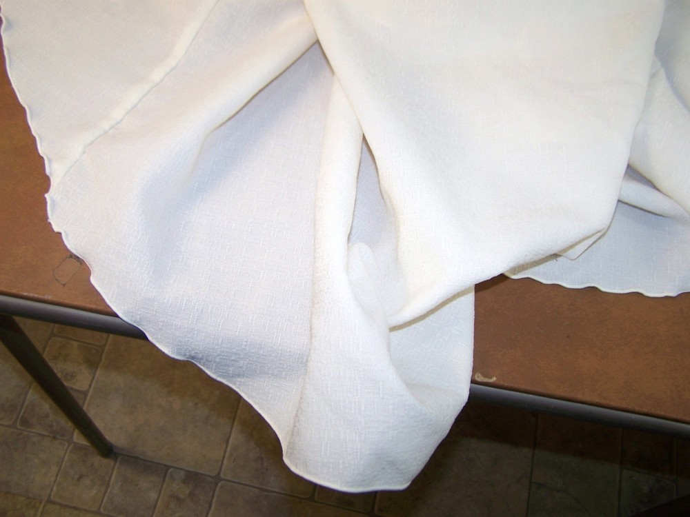 Ivory Round Tablecloth Table Cover Textured 88x88