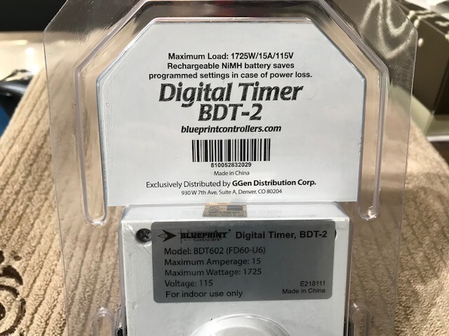 BLUEPRINT CONTROLLERS DIGITAL TIMER BDT-2 MODEL: BDT602 NEW IN PACKAGE