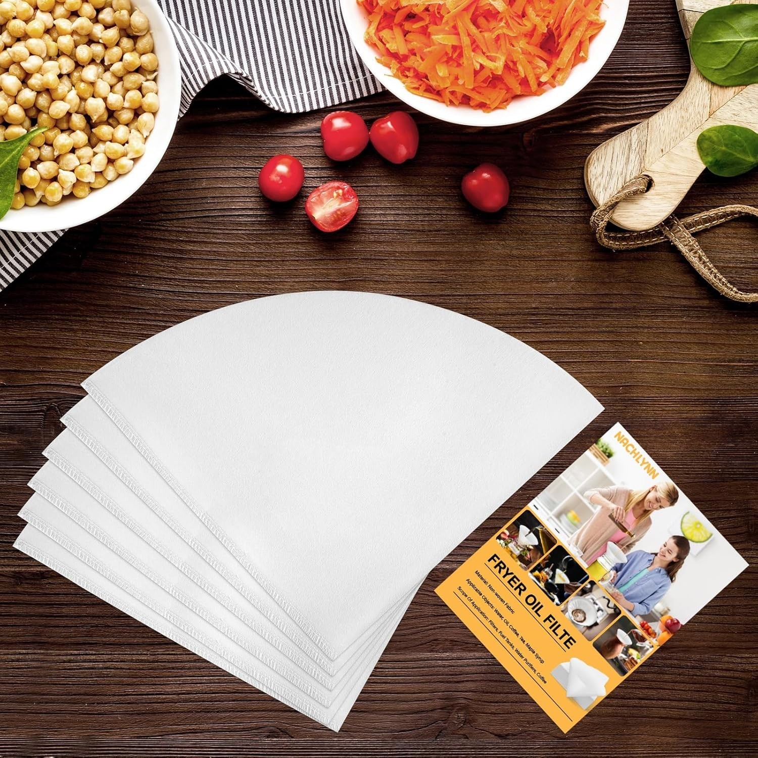 2 or 20Pcs Cooking Oil Cone Filters Non Woven Funnel Strainer for Deep Fryer