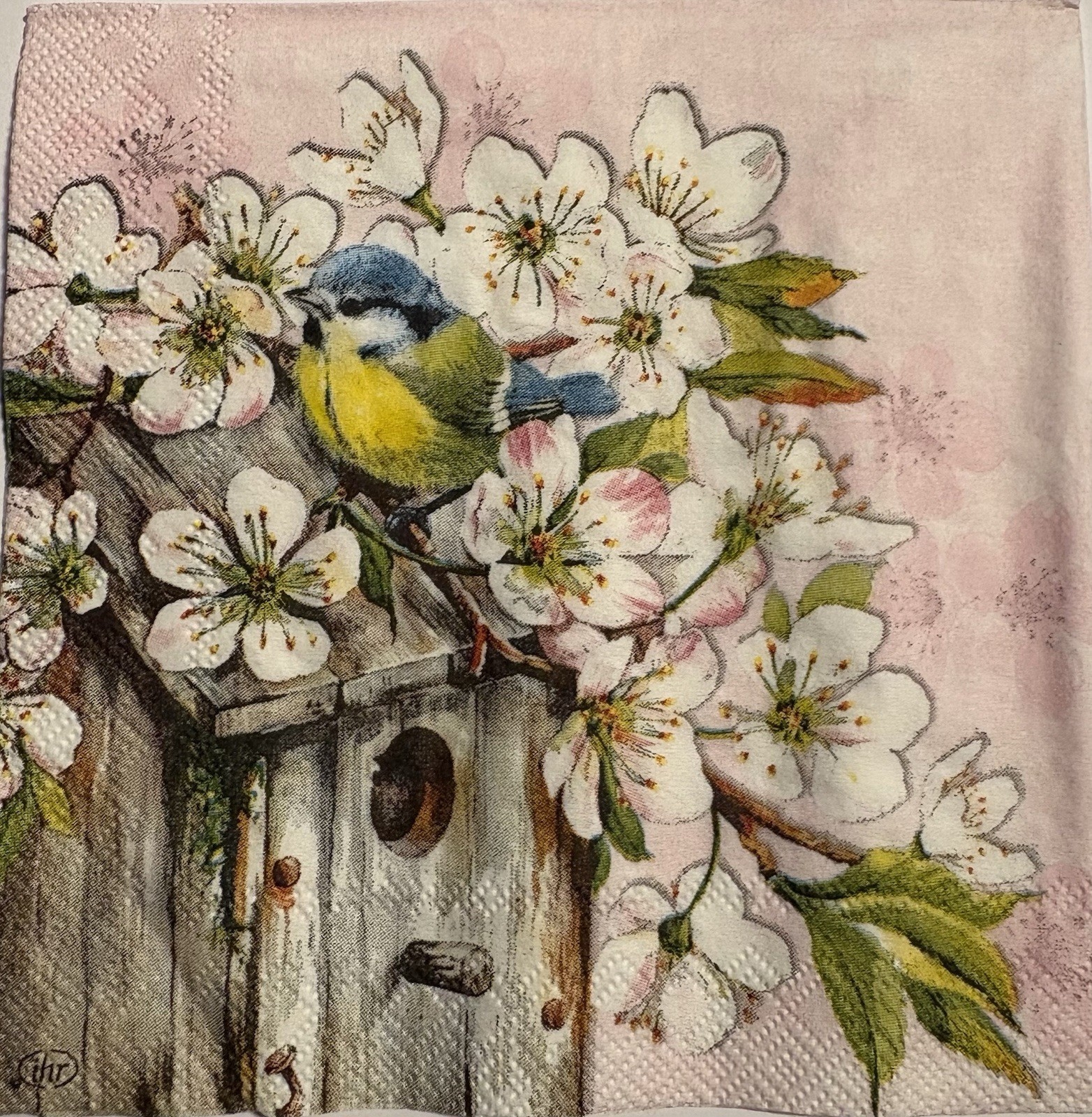 2- Cocktail Paper Napkins For Decoupage Bird house Floral