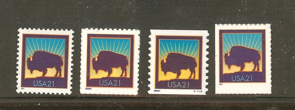 US, #3467, 3468, 3475 & 3484 Bison Set of 4 21c, MNH