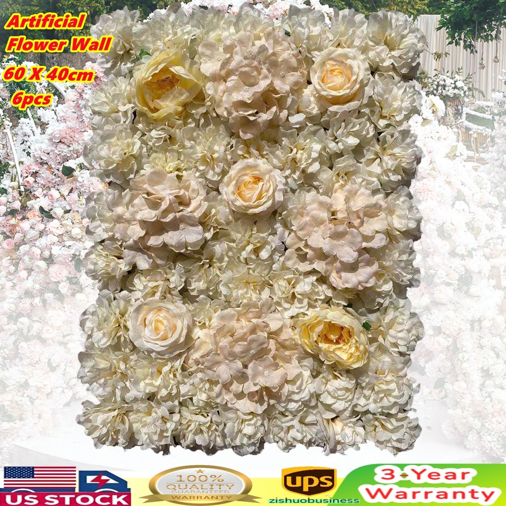 6pcs Artificial Flower Wall Hydrangea Panel Mat Pad Wedding Backdrop 60x40 cm