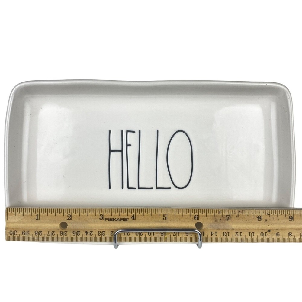Rae Dunn Artisan Collection "Hello" Ceramic Rectangular Tray 10" X 5" White