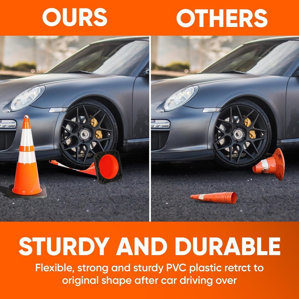 Pyle 28" PVC Cone - 4 Pieces High Visibility Structurally Stable