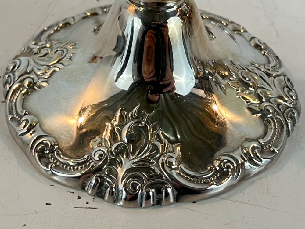 Vintage Wallace Baroque Pair of Silver Plate Candlesticks