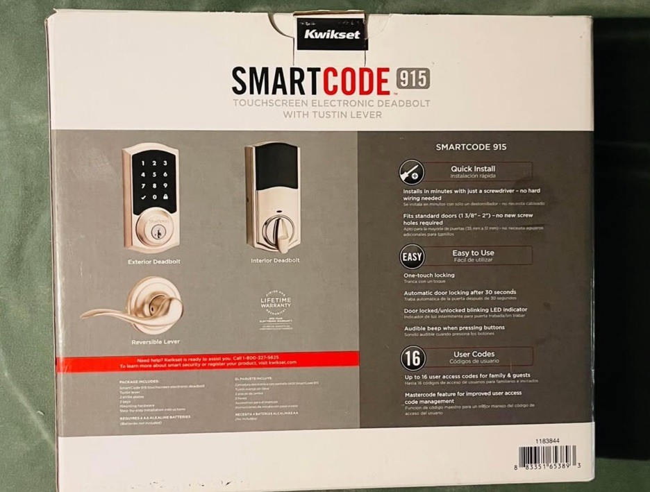 Kwikset SmartCode 915 Touchscreen Deadbolt Combo, Brushed Silver/Black