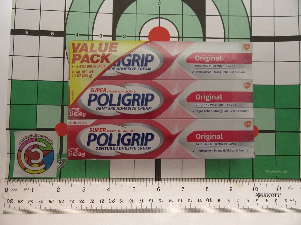 Super Poligrip Denture Adhesive Cream Original 3 PK false teeth tooth partial