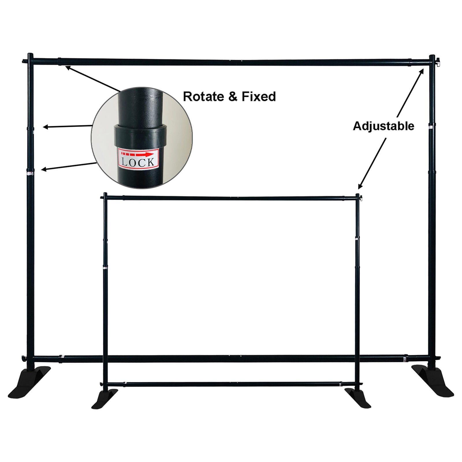 8'x10' Banner Stand Step and Repeat Adjustable Telescopic Trade Show Backdrop