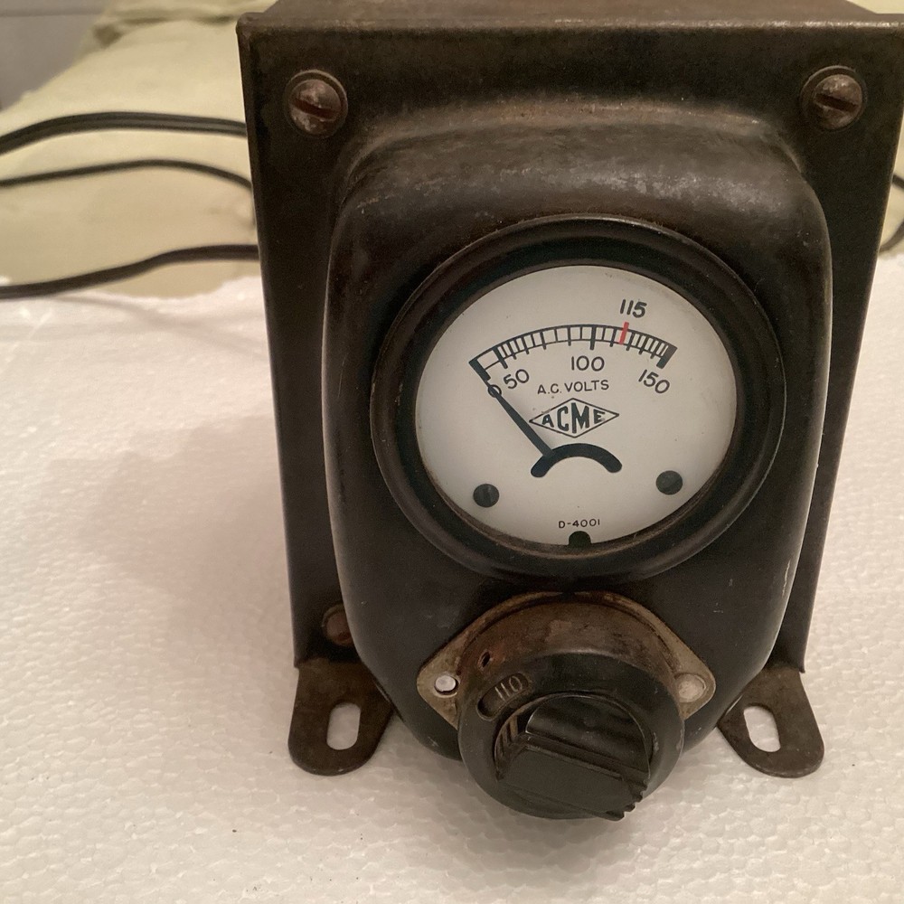 Antique Acme Voltage Transformer Meter Adjustable Bench Tested Working
