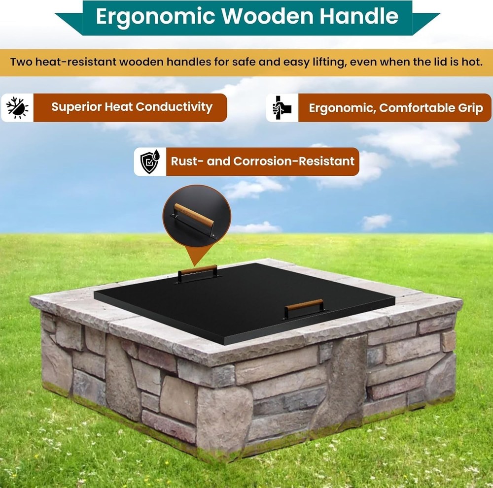 FEBTECH - Steel Fire Pit Lid - 42 x 42 Inch - Fire Pit Lid - 1.5 mm Thickness