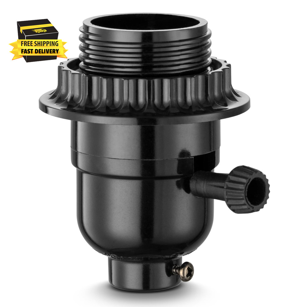 3 Way Light Socket with Lamp Shade Ring, E26 Lamp Socket Replacement with Switch